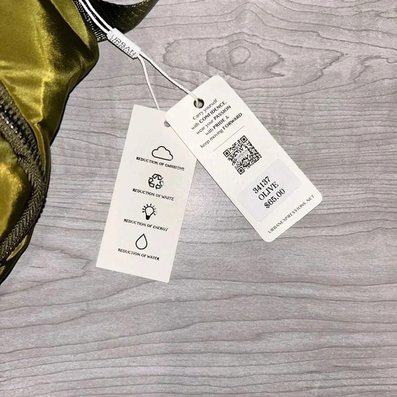 URBAN EXPRESSIONS NYLON PARC Sling Dual Entry Bungee Cord Backpack. Olive green! - Picture 4 of 7